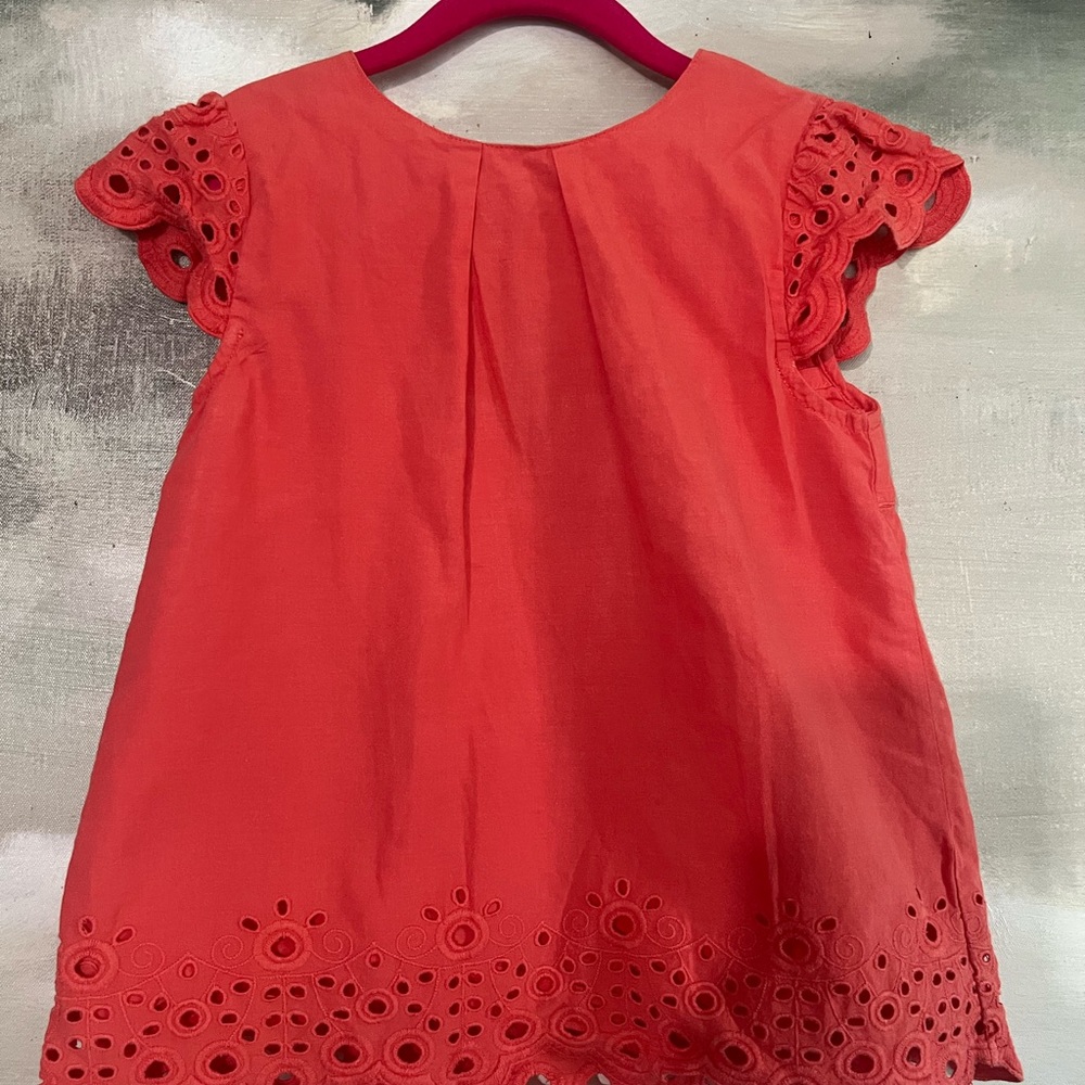 Gymboree Coral Eyelet Flutter Sleeve Top